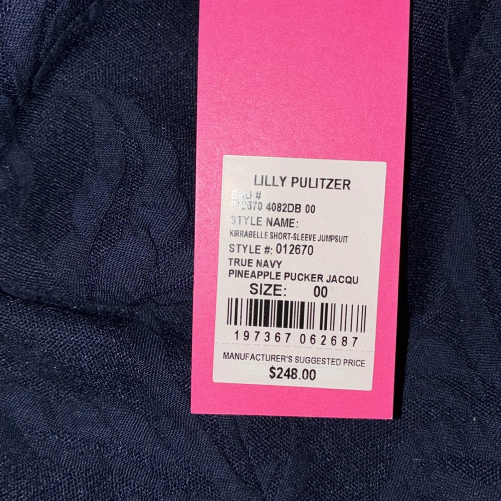 Lilly Pulitzer true navy kirrabelle short sleeve XS 00 short sleeve jumpsuit NWT - Picture 4 of 5